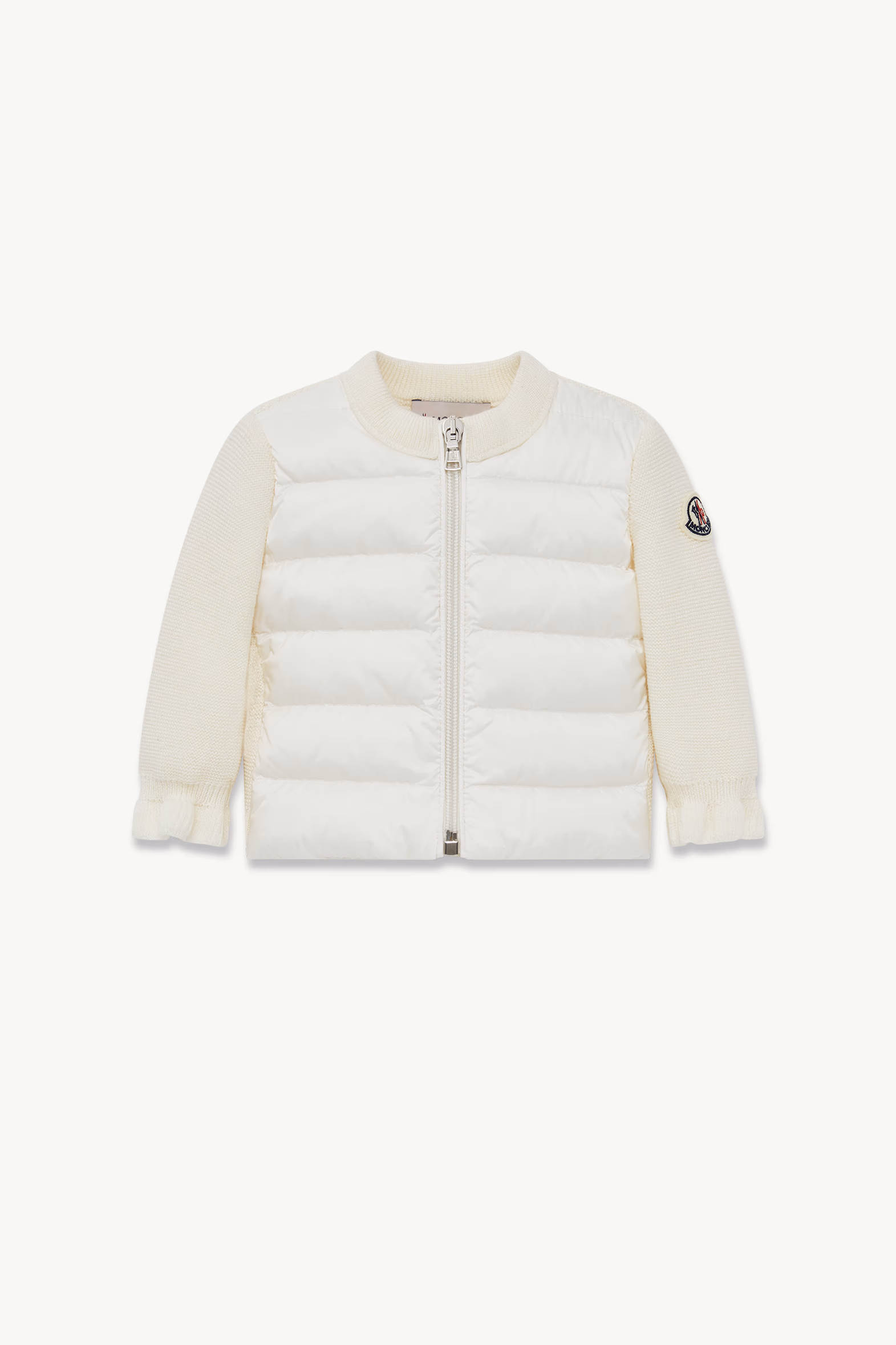 Padded Wool Zip-Up Cardigan Girl White Moncler 0